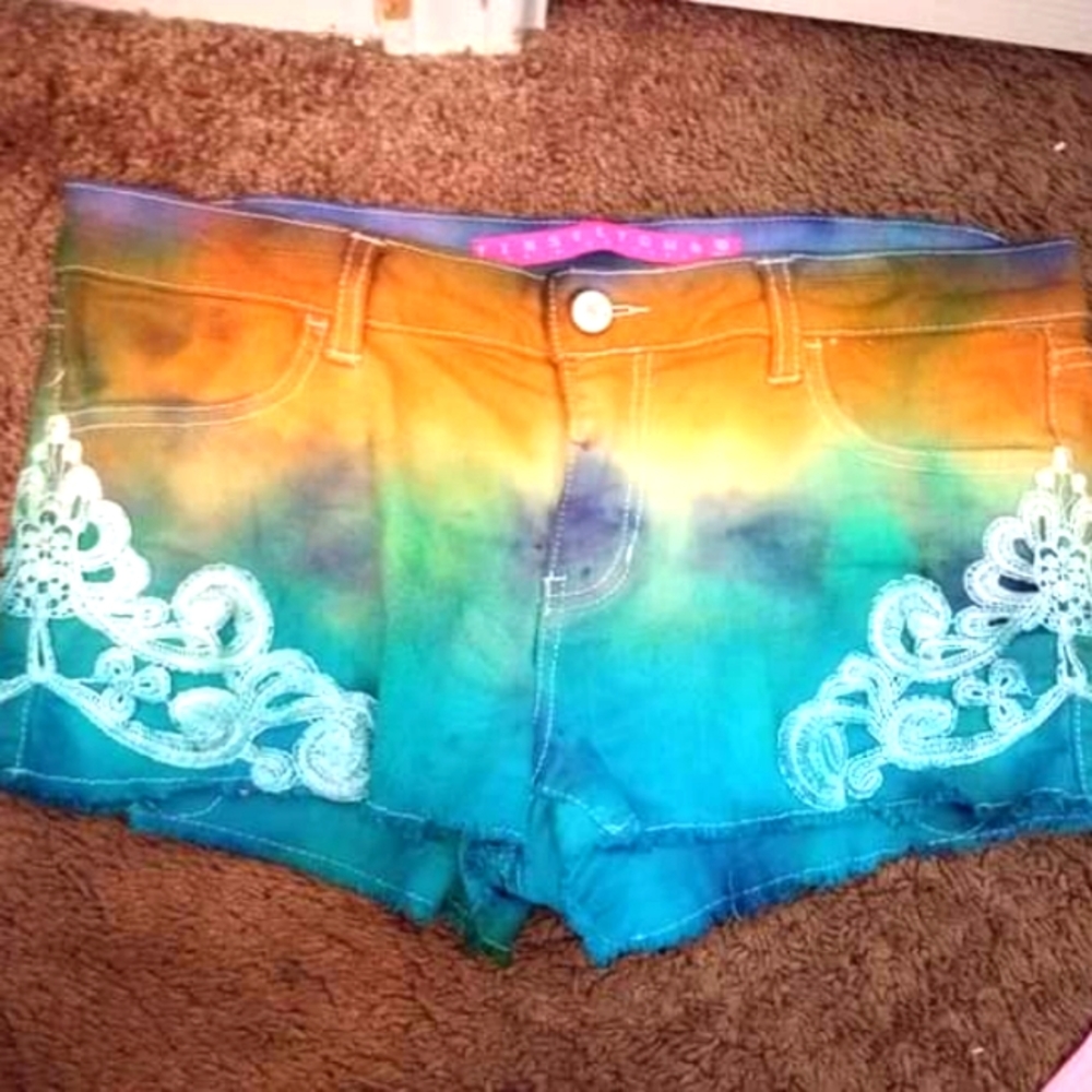 Tye dyed jean shorts